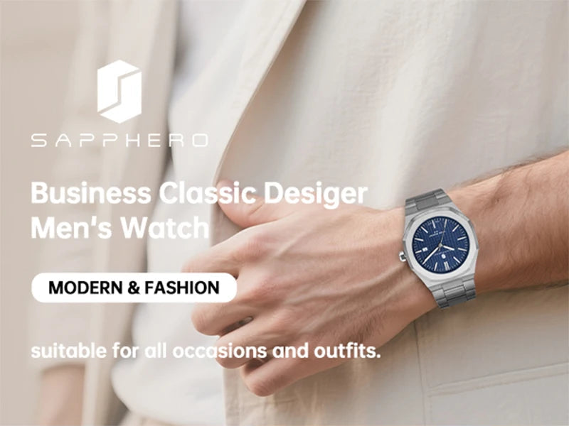 SAPPHERO Men's Watches Classic Business Watches Stainless Steel Watches High-end Clocks Imported Movements Sports Wristwatch