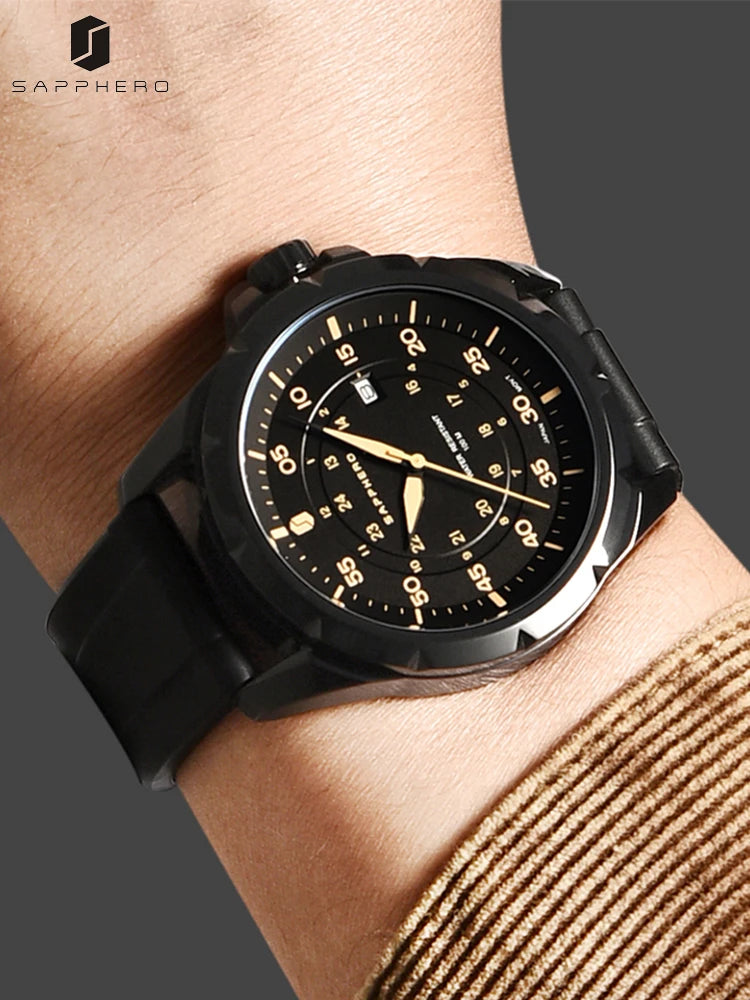SAPPHERO Men Watch Luxury Quartz Clock 50M Waterproof Imported Movement Stainless Steel Watch Men's Gift Wristwatch