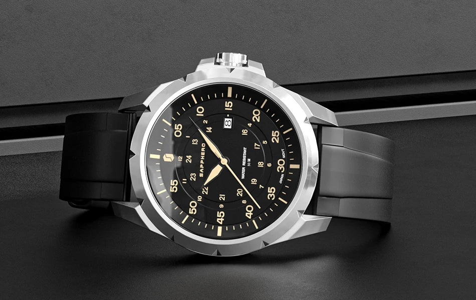 SAPPHERO Men Watch Luxury Quartz Clock 50M Waterproof Imported Movement Stainless Steel Watch Men's Gift Wristwatch