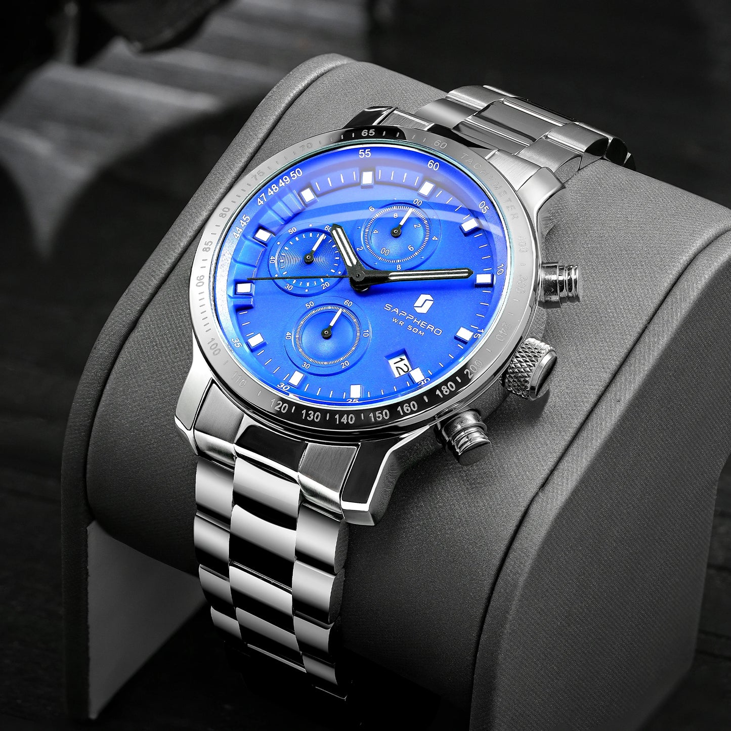 SAPPHERO Business Watch Date Men's Wristwatch Simple Stainless Steel Watches 50m Waterproof Clock 2025 New Fashion Men's Gifts
