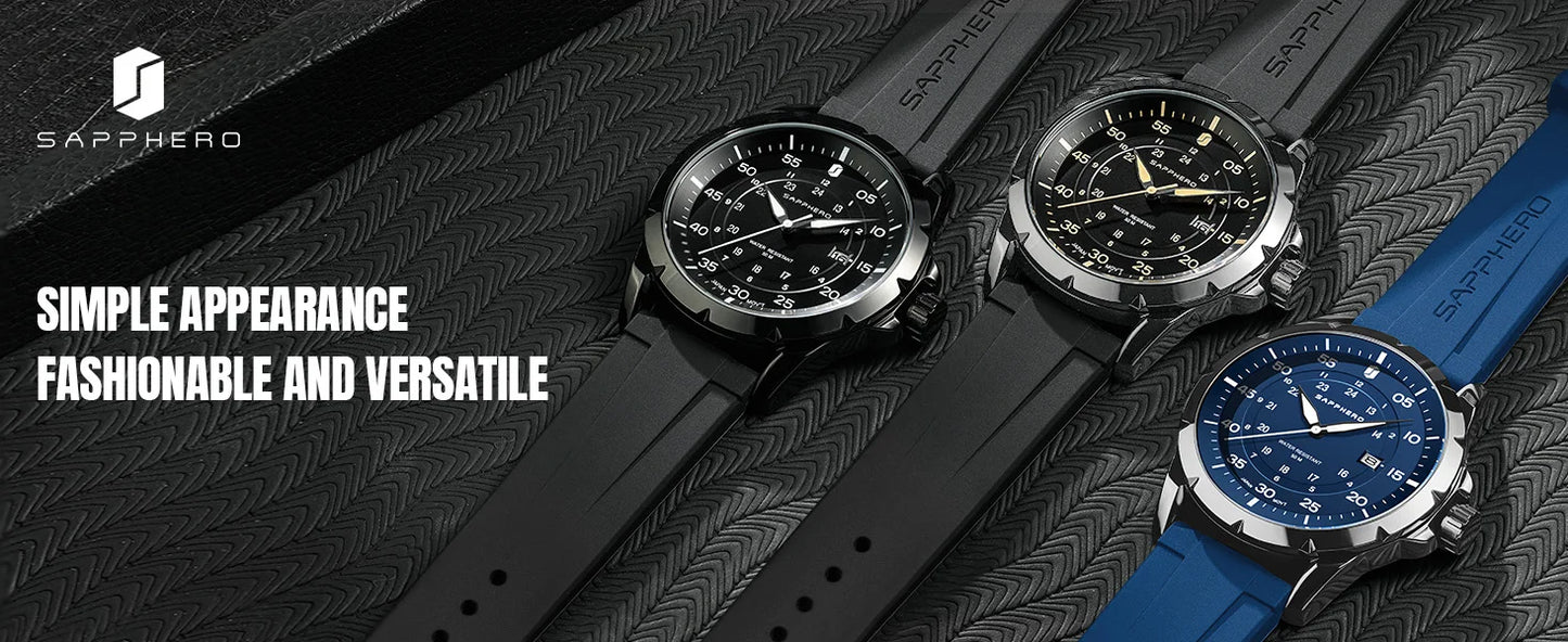 SAPPHERO Men Watch Luxury Quartz Clock 50M Waterproof Imported Movement Stainless Steel Watch Men's Gift Wristwatch