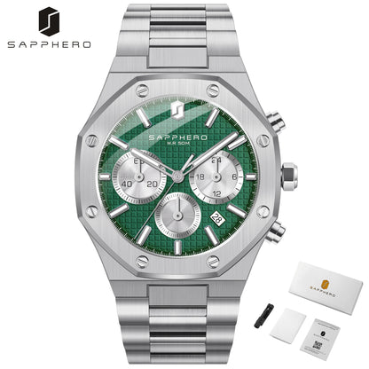 SAPPHERO Tough Men's Watch Business Style Stainless Steel Watch Waterproof Design Date Display Accurate Timer Excellent Gifts