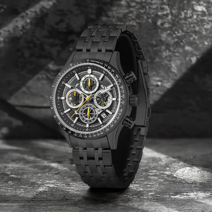 SAPPHERO Fashion Men Watch Mechanical Style Quartz Watch 50M Waterproof Clock Date Chronograph Watch  Gift Watch For Men