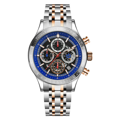 SAPPHERO Fashion Men Watch Mechanical Style Quartz Watch 50M Waterproof Clock Date Chronograph Watch  Gift Watch For Men
