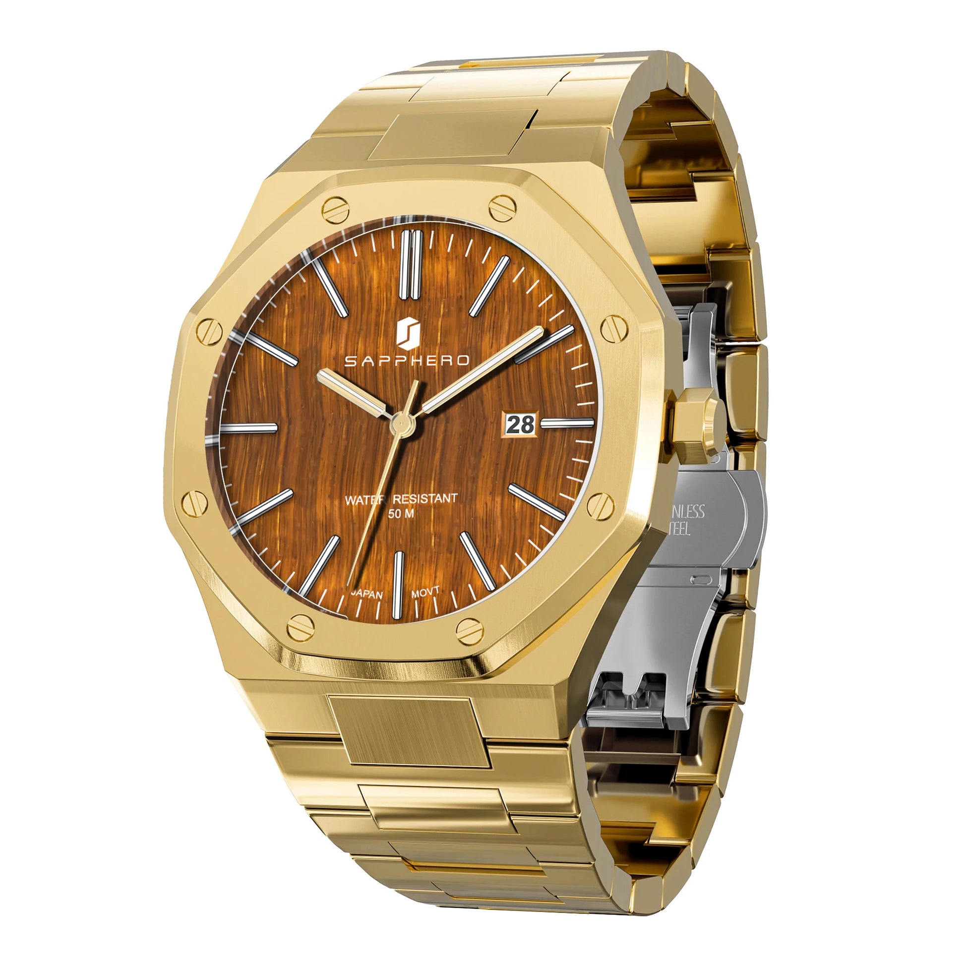 SAPPHERO Men's Business Stainless Steel Watch For Men Seiko Movement Classic Design Charming Men's Gift Waterproof Wrist Watch
