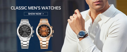 SAPPHERO Stainless steel Mens Watch Luxury Business Quartz Clock 100M Waterproof Casual Date Wristwatch for Men