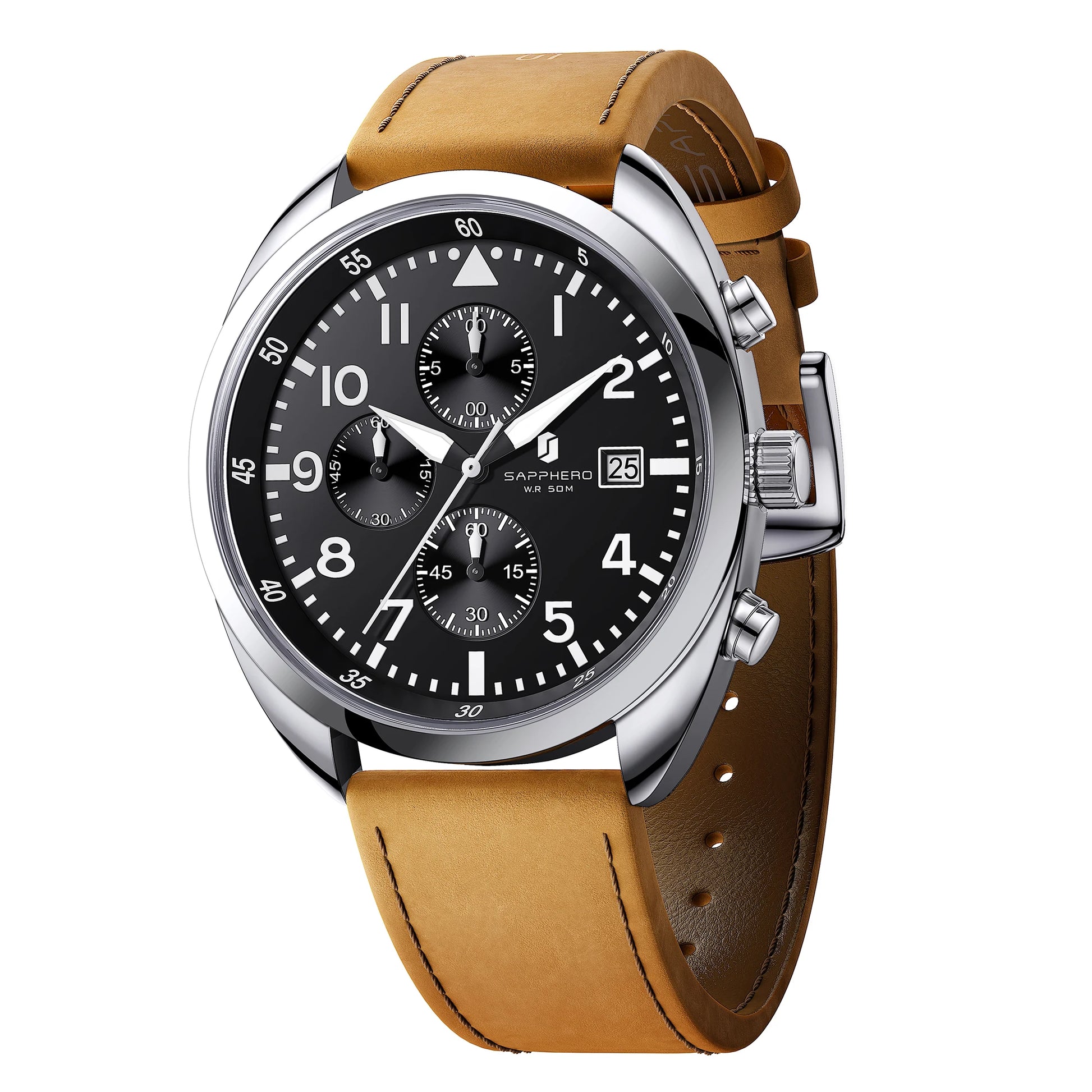 SAPPHERO Men's Quartz Watch Accurate 5ATM Waterproof Men's Watch Business Style Athleisure Watch Simple and Simple Design Clock