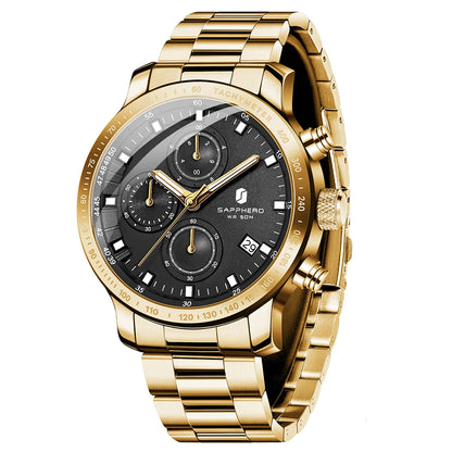 SAPPHERO Business Watch  Date Men's Wristwatch Simple Stainless Steel Watches 50m Waterproof Clock 2025 New Fashion Men's Gifts