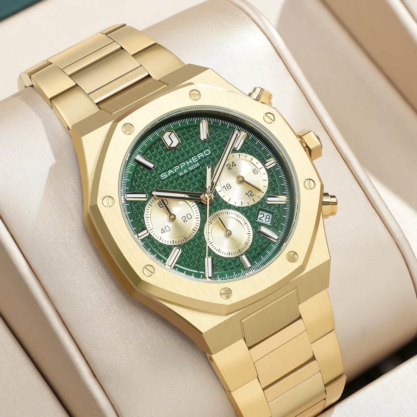 SAPPHERO Tough Men's Watch Business Style Stainless Steel Watch Waterproof Design Date Display Accurate Timer Excellent Gifts