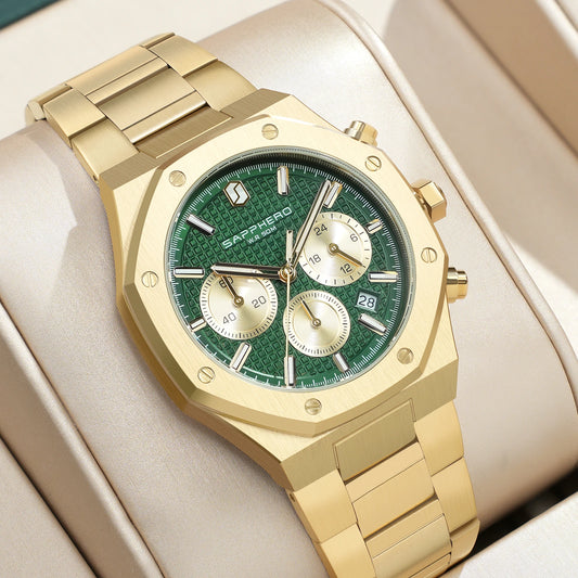 SAPPHERO Tough Men's Watch Business Style Stainless Steel Watch Waterproof Design Date Display Accurate Timer Excellent Gifts