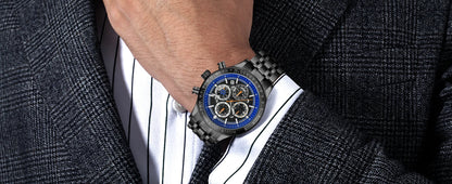 SAPPHERO Fashion Men Watch Mechanical Style Quartz Watch 50M Waterproof Clock Date Chronograph Watch  Gift Watch For Men