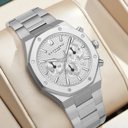 SAPPHERO Tough Men's Watch Business Style Stainless Steel Watch Waterproof Design Date Display Accurate Timer Excellent Gifts