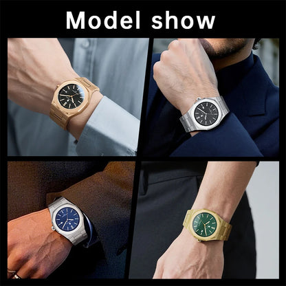 SAPPHERO Luxury Business Men's Watch Stainless Steel Waterproof Watch For Men Glowing Hand Date Function Tough Men Gift Watch