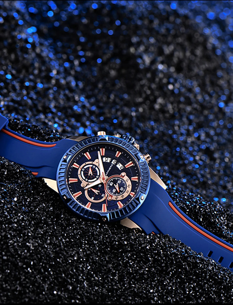 SAPPHERO Men's Quartz Watch Waterproof Sports Watch Silicone Strap Military Watch Luxury Brand Gift Clock Accurate Timepiece