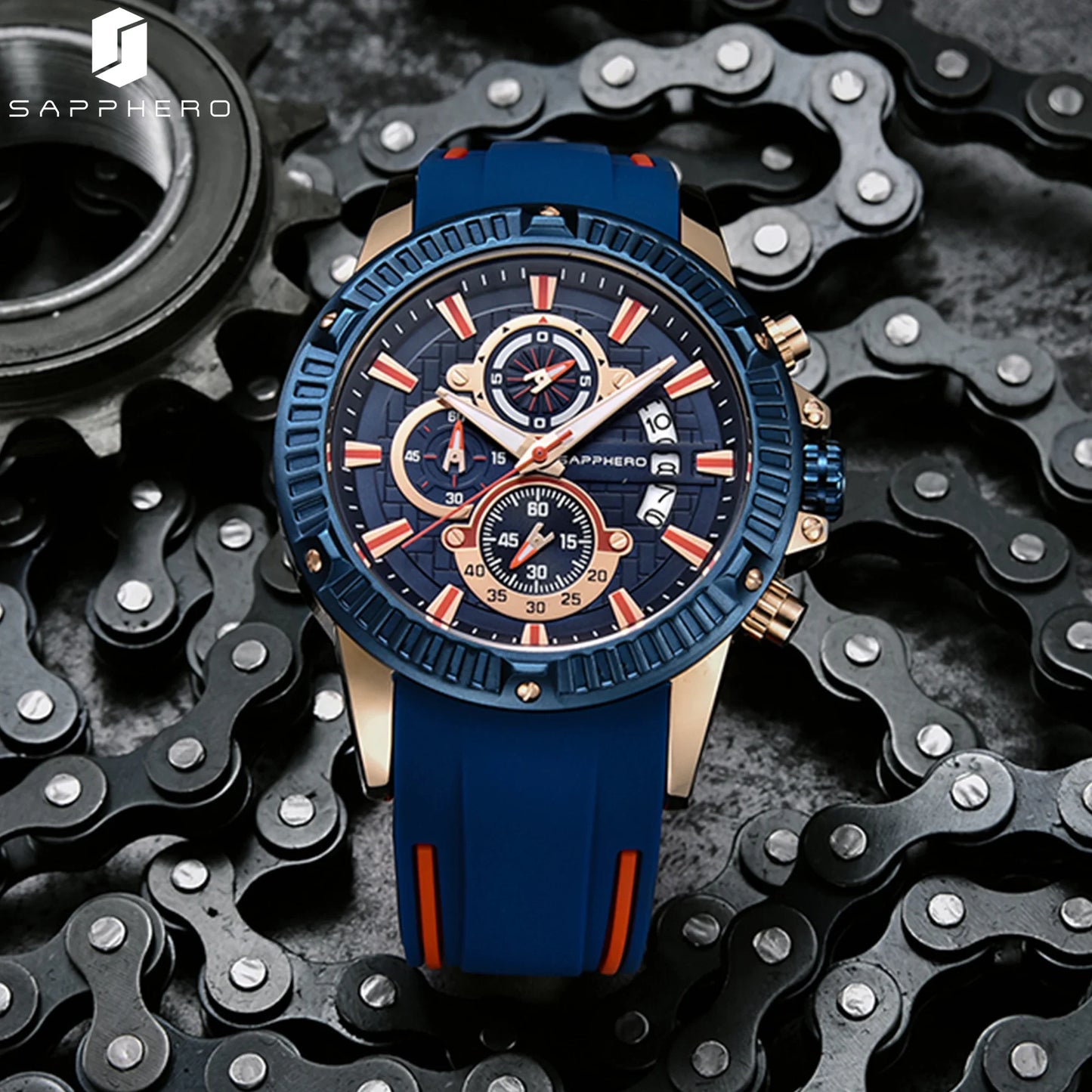 SAPPHERO Men's Quartz Watch Waterproof Sports Watch Silicone Strap Military Watch Luxury Brand Gift Clock Accurate Timepiece