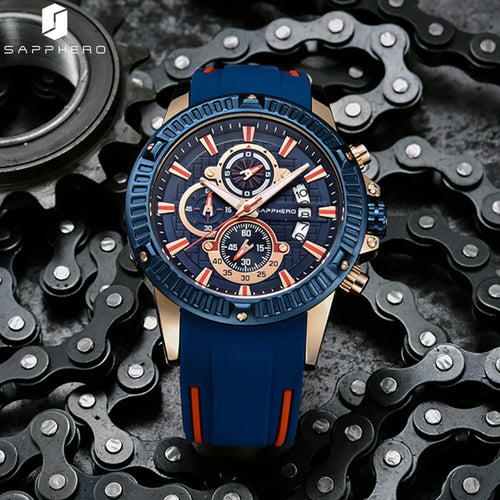 SAPPHERO Men's Quartz Watch Waterproof Sports Watch Silicone Strap Military Watch Luxury Brand Gift Clock Accurate Timepiece