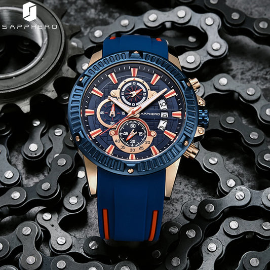 SAPPHERO Men's Quartz Watch Waterproof Sports Watch Silicone Strap Military Watch Luxury Brand Gift Clock Accurate Timepiece