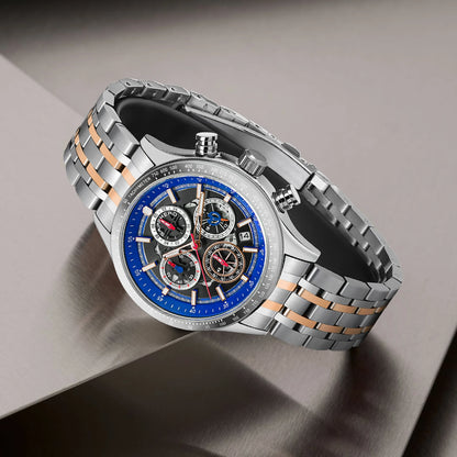 SAPPHERO Fashion Men Watch Mechanical Style Quartz Watch 50M Waterproof Clock Date Chronograph Watch  Gift Watch For Men