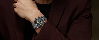 SAPPHERO Fashion Men Watch Mechanical Style Quartz Watch 50M Waterproof Clock Date Chronograph Watch  Gift Watch For Men
