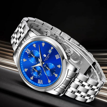 SAPPHERO Luxury Men's Watch Stainless Steel Watch Calendar Waterproof Clock 5ATM Men's Watch High-end Gift Box Clock