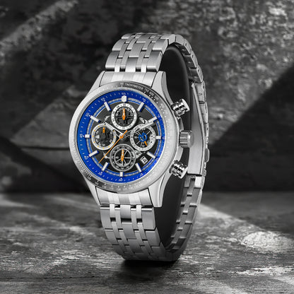 SAPPHERO Fashion Men Watch Mechanical Style Quartz Watch 50M Waterproof Clock Date Chronograph Watch  Gift Watch For Men