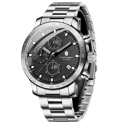 SAPPHERO Business Watch  Date Men's Wristwatch Simple Stainless Steel Watches 50m Waterproof Clock 2025 New Fashion Men's Gifts