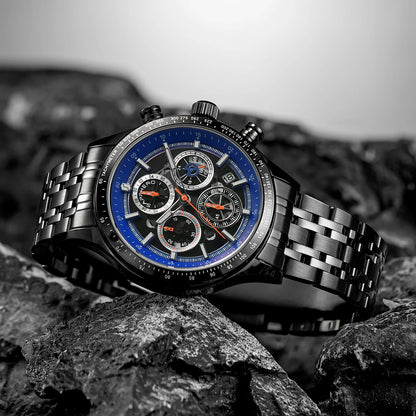 SAPPHERO Fashion Men Watch Mechanical Style Quartz Watch 50M Waterproof Clock Date Chronograph Watch  Gift Watch For Men