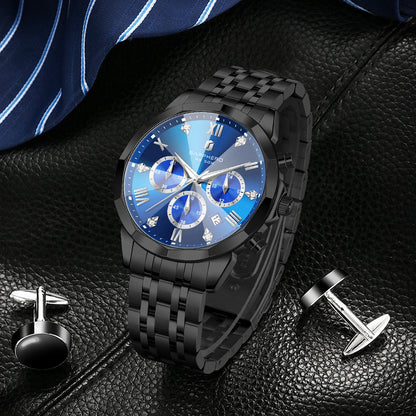 SAPPHERO Business Men's Watch Stainless Steel Watch 5 ATM Luminous Watch Date Display Tough Men's Gift Watch For Men
