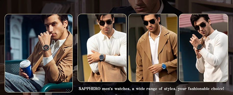 SAPPHERO Men's Quartz Watch Accurate 5ATM Waterproof Men's Watch Business Style Athleisure Watch Simple and Simple Design Clock
