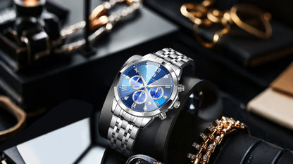 SAPPHERO Business Men's Watch Stainless Steel Watch 5 ATM Luminous Watch Date Display Tough Men's Gift Watch For Men