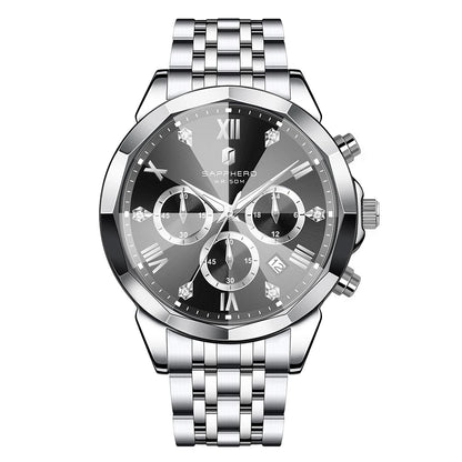 SAPPHERO Business Men's Watch Stainless Steel Watch 5 ATM Luminous Watch Date Display Tough Men's Gift Watch For Men