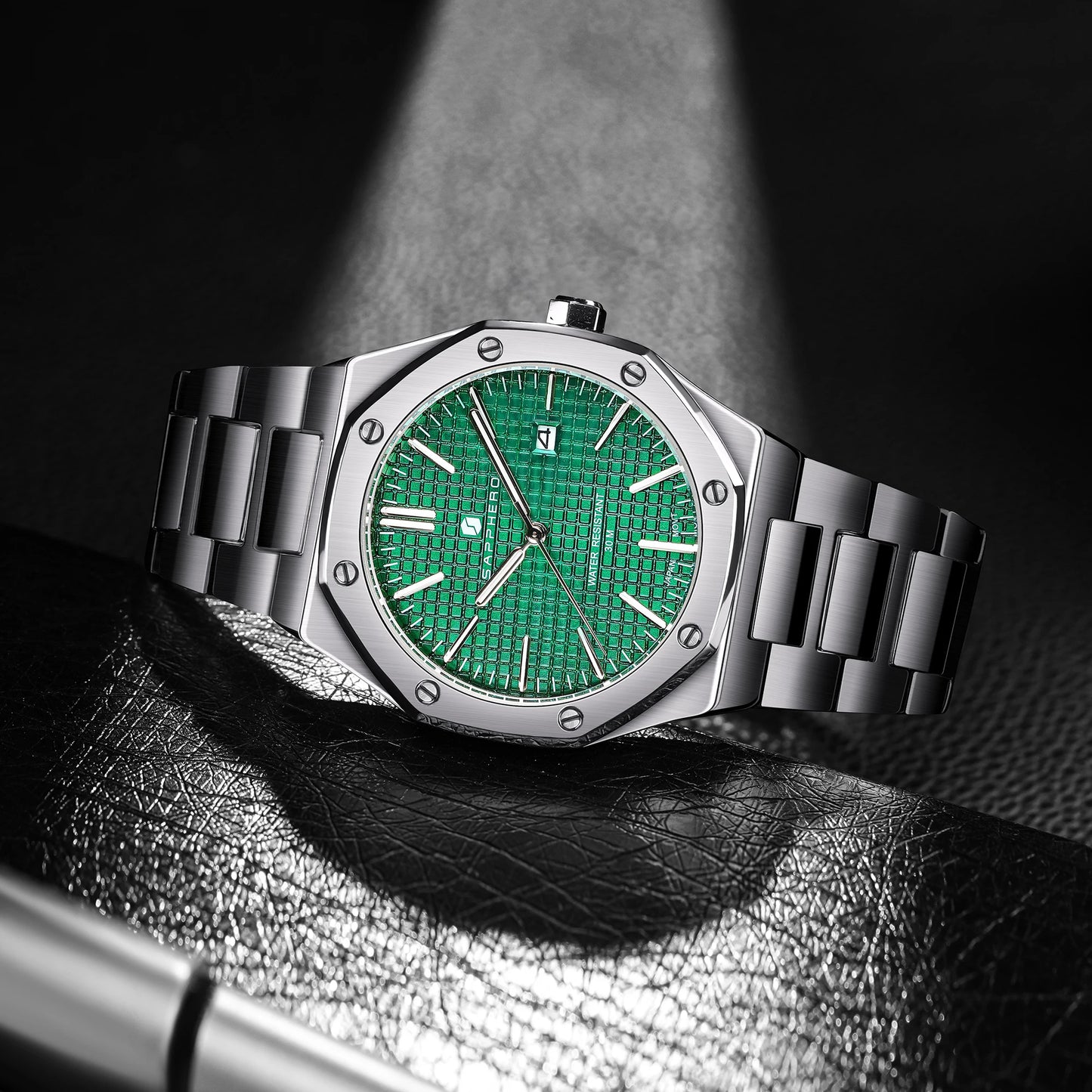 SAPPHERO Men's Business Stainless Steel Watch For Men Seiko Movement Classic Design Charming Men's Gift Waterproof Wrist Watch