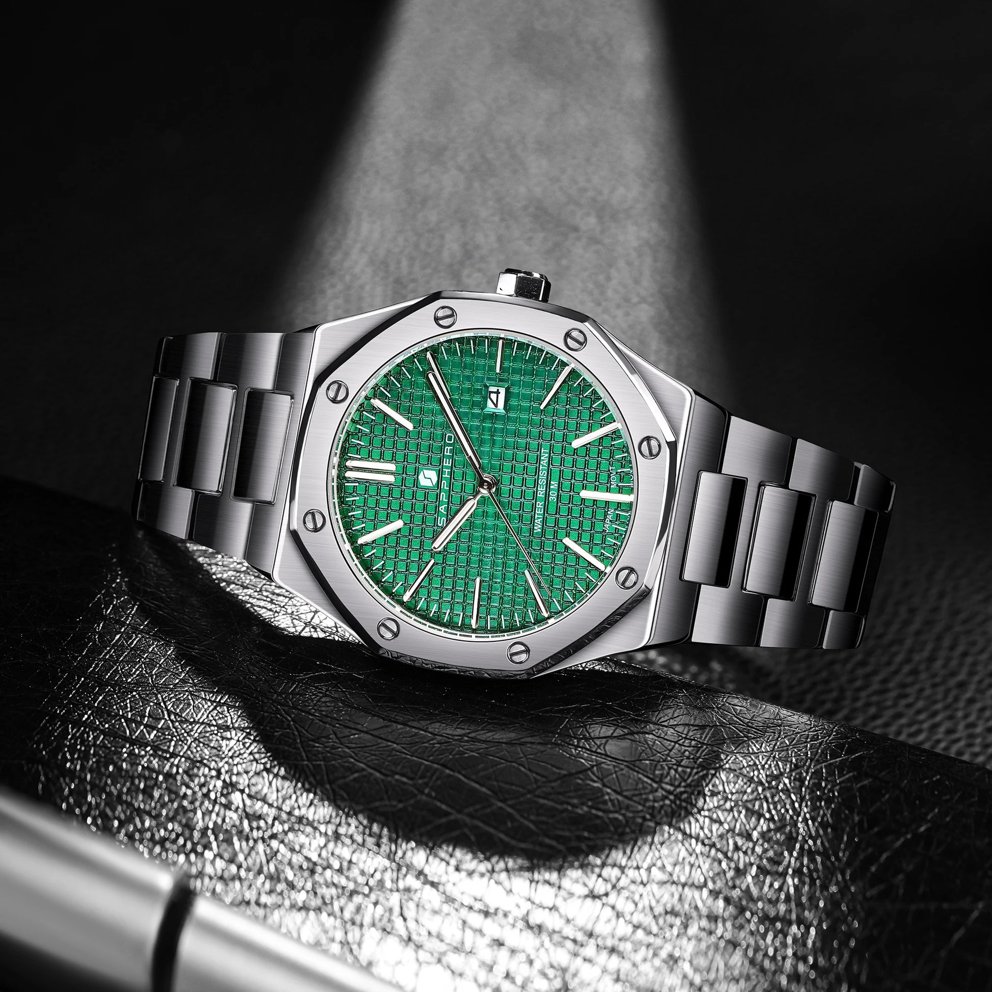 SAPPHERO Men's Business Stainless Steel Watch For Men Seiko Movement Classic Design Charming Men's Gift Waterproof Wrist Watch