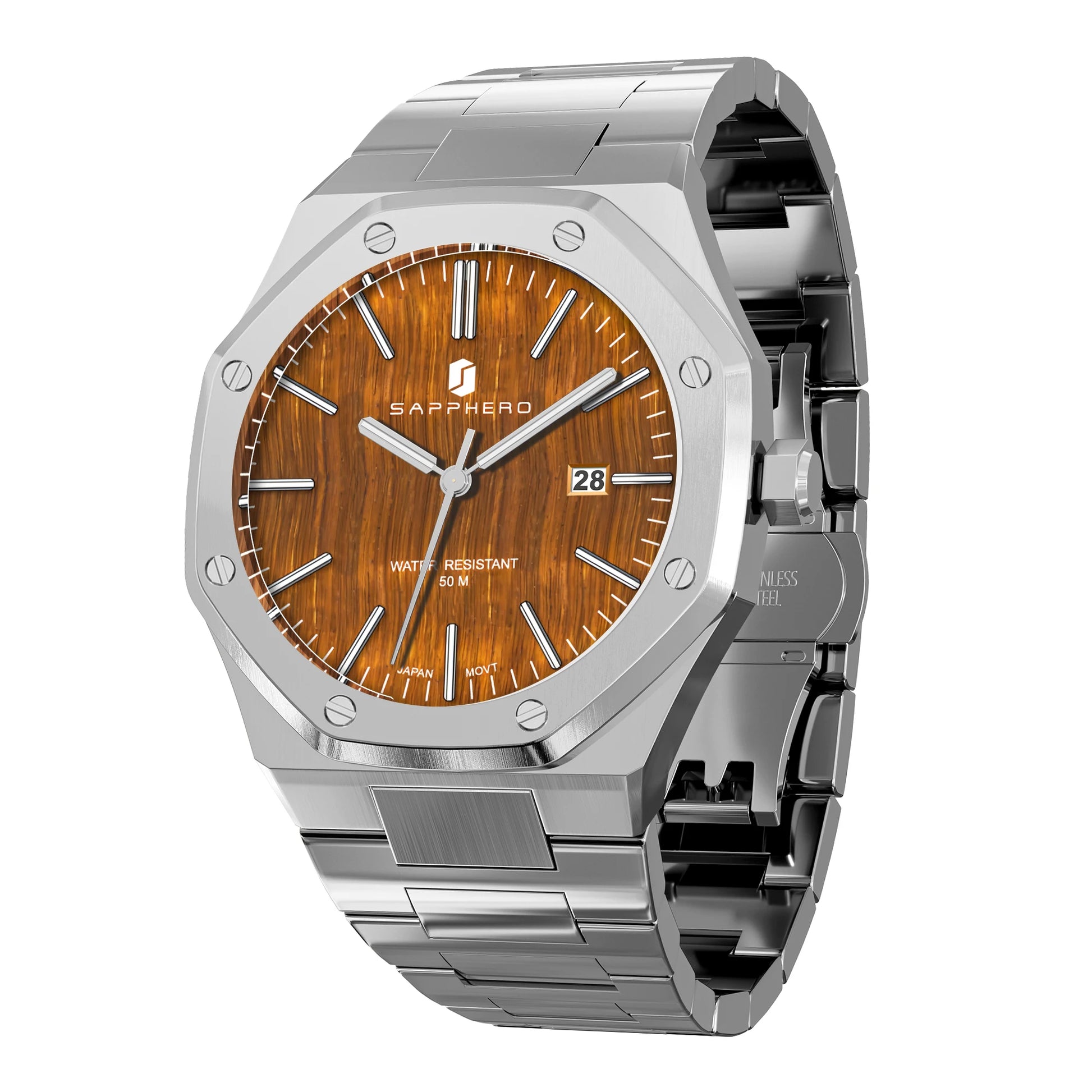 SAPPHERO Men's Business Stainless Steel Watch For Men Seiko Movement Classic Design Charming Men's Gift Waterproof Wrist Watch
