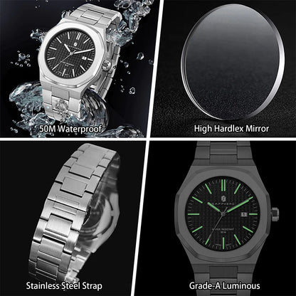 SAPPHERO Men's Watches Classic Business Watches Stainless Steel Watches High-end Clocks Imported Movements Sports Wristwatch