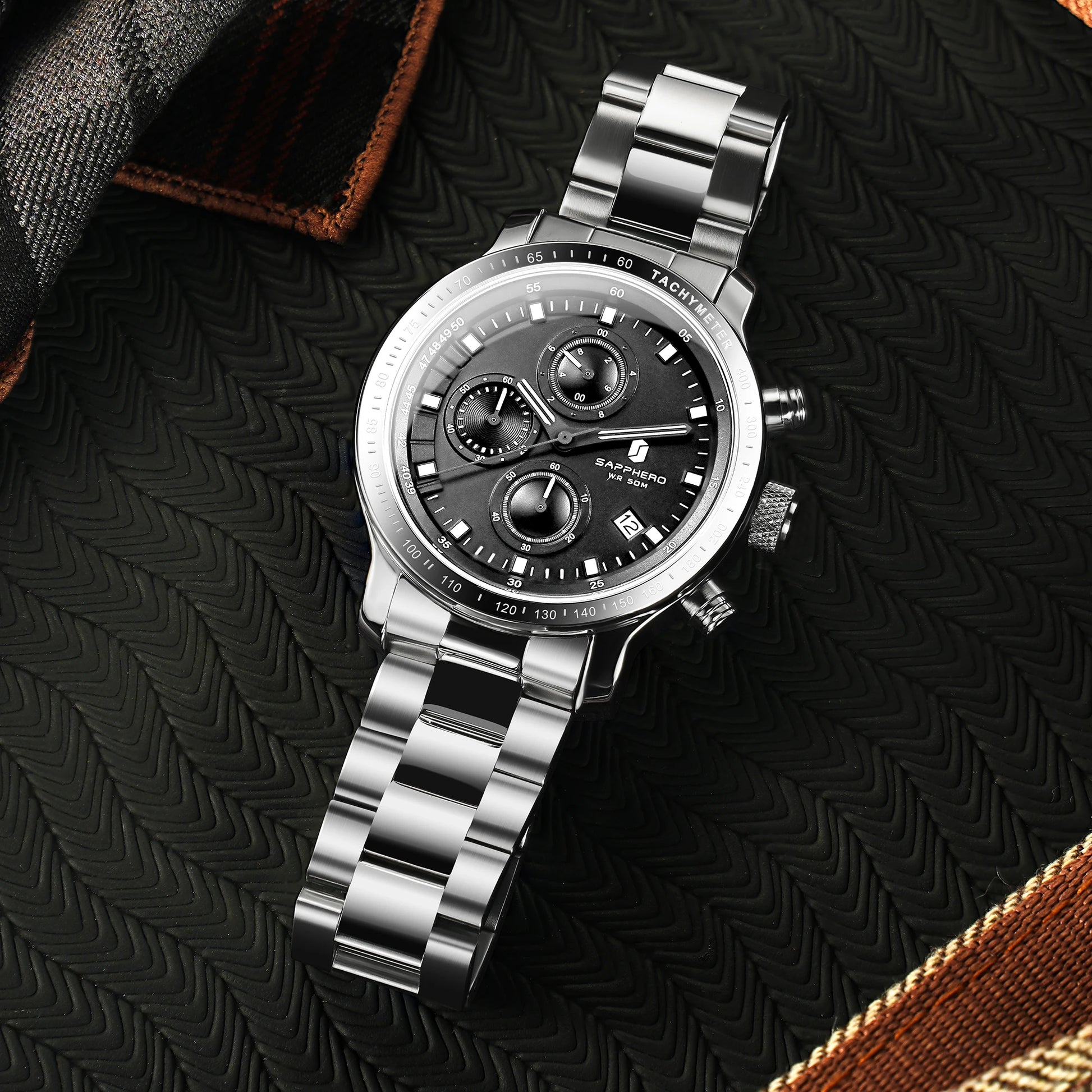 SAPPHERO Business Watch  Date Men's Wristwatch Simple Stainless Steel Watches 50m Waterproof Clock 2025 New Fashion Men's Gifts