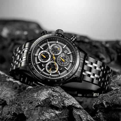 SAPPHERO Fashion Men Watch Mechanical Style Quartz Watch 50M Waterproof Clock Date Chronograph Watch  Gift Watch For Men