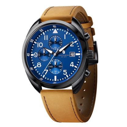 SAPPHERO Men's Quartz Watch Accurate 5ATM Waterproof Men's Watch Business Style Athleisure Watch Simple and Simple Design Clock