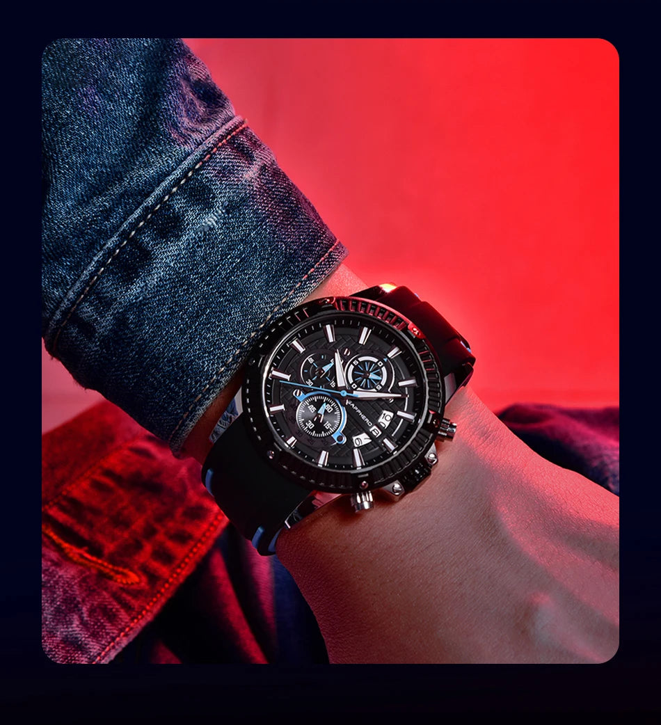 SAPPHERO Men's Quartz Watch Waterproof Sports Watch Silicone Strap Military Watch Luxury Brand Gift Clock Accurate Timepiece