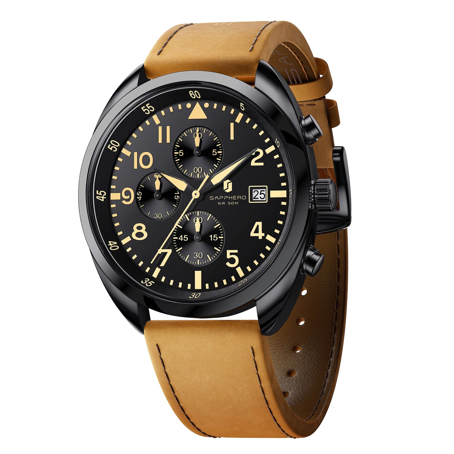 SAPPHERO Men's Quartz Watch Accurate 5ATM Waterproof Men's Watch Business Style Athleisure Watch Simple and Simple Design Clock