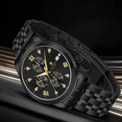 SAPPHERO Luxury Men's Watch Stainless Steel Watch Calendar Waterproof Clock 5ATM Men's Watch High-end Gift Box Clock
