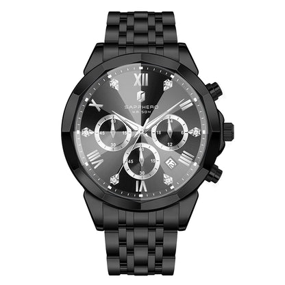 SAPPHERO Business Men's Watch Stainless Steel Watch 5 ATM Luminous Watch Date Display Tough Men's Gift Watch For Men