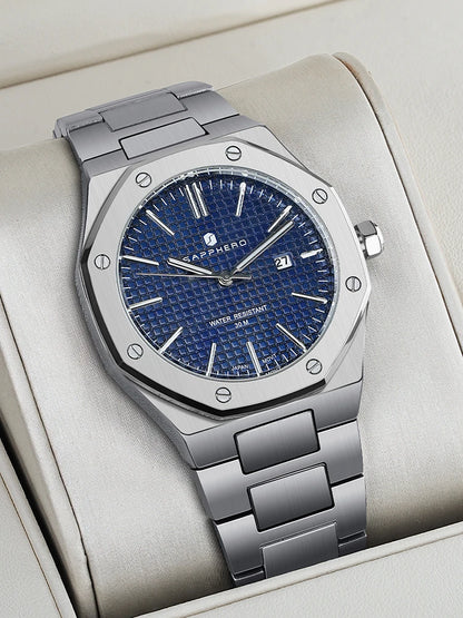 SAPPHERO Men's Business Stainless Steel Watch For Men Seiko Movement Classic Design Charming Men's Gift Waterproof Wrist Watch