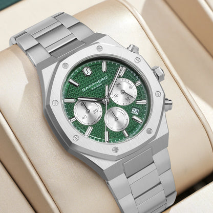 SAPPHERO Tough Men's Watch Business Style Stainless Steel Watch Waterproof Design Date Display Accurate Timer Excellent Gifts