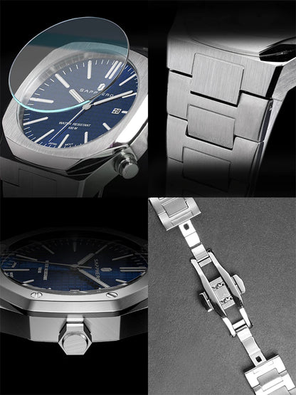 SAPPHERO Men's Business Stainless Steel Watch For Men Seiko Movement Classic Design Charming Men's Gift Waterproof Wrist Watch