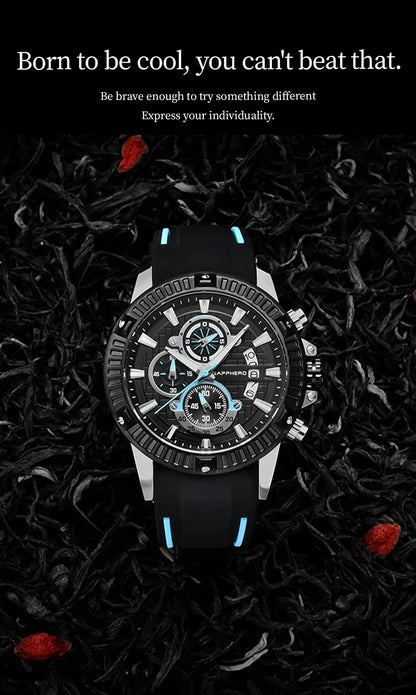 SAPPHERO Men's Quartz Watch Waterproof Sports Watch Silicone Strap Military Watch Luxury Brand Gift Clock Accurate Timepiece