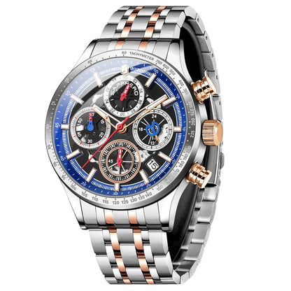 SAPPHERO Fashion Men Watch Mechanical Style Quartz Watch 50M Waterproof Clock Date Chronograph Watch  Gift Watch For Men
