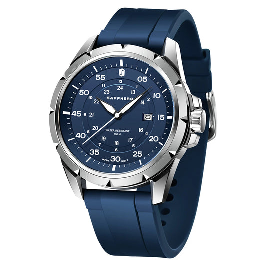 SAPPHERO Men Watch Luxury Quartz Clock 50M Waterproof Imported Movement Stainless Steel Watch Men's Gift Wristwatch