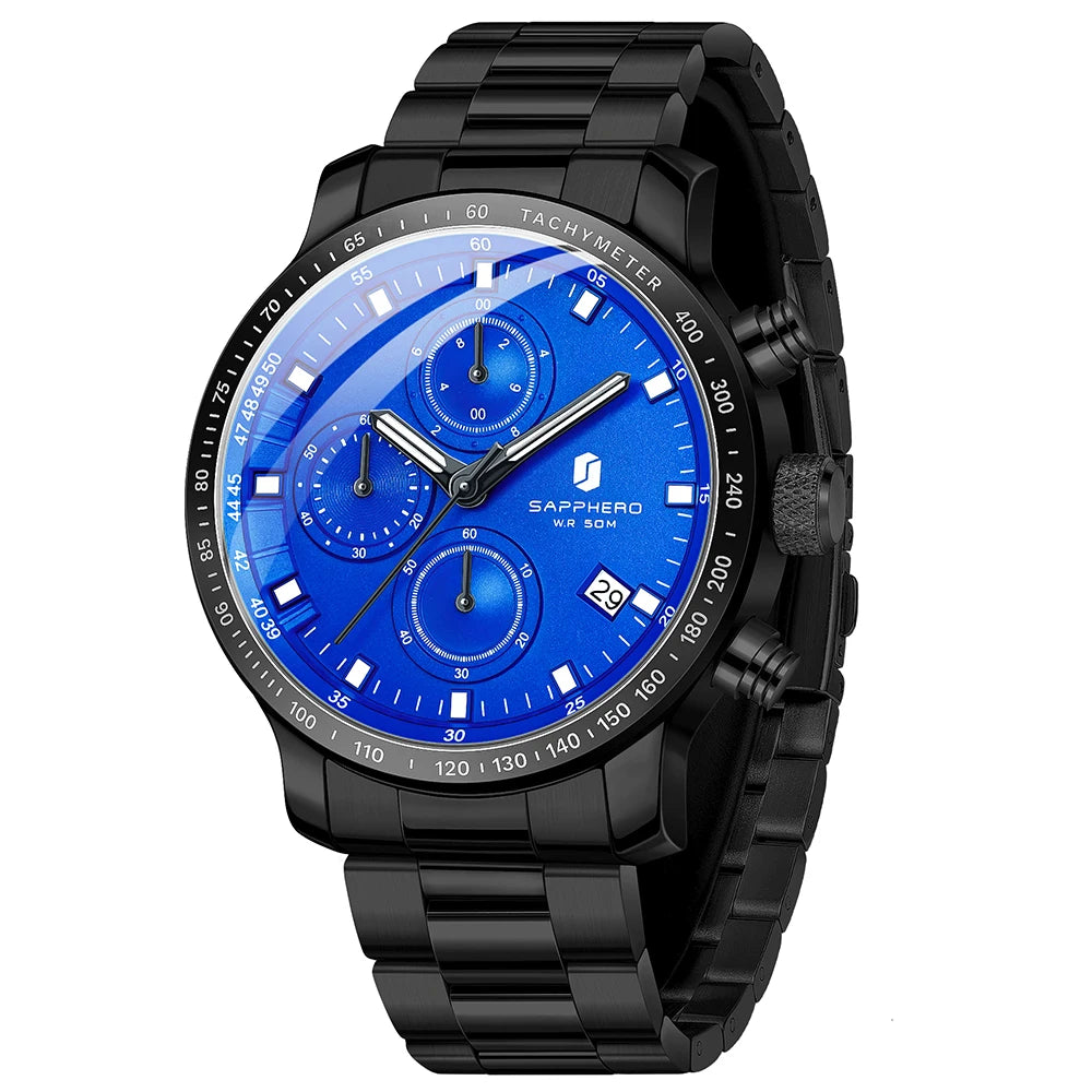 SAPPHERO Business Watch  Date Men's Wristwatch Simple Stainless Steel Watches 50m Waterproof Clock 2025 New Fashion Men's Gifts