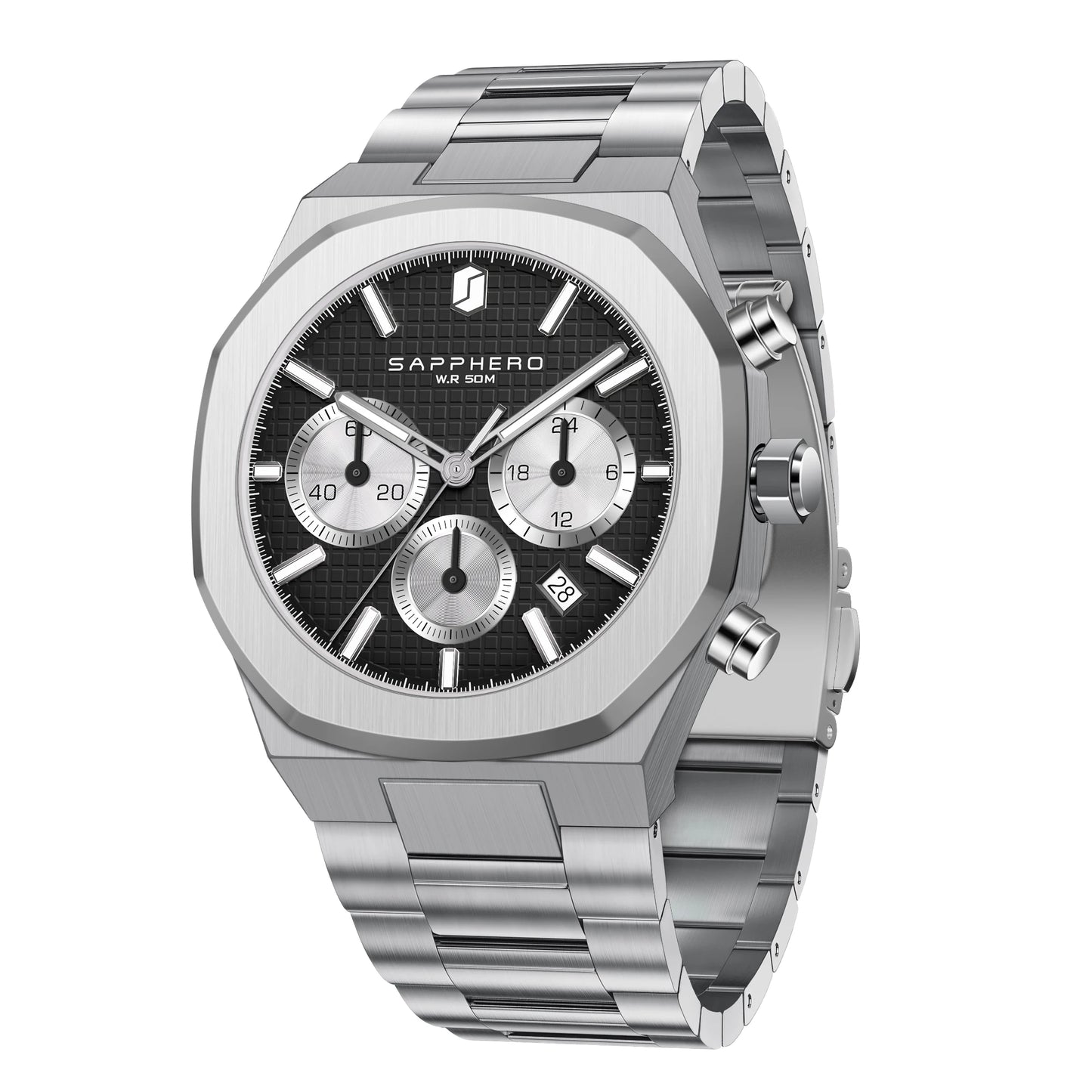 SAPPHERO Men's watch Stainless steel Waterproof men's watch Chronograph Business men's watch best gift clock